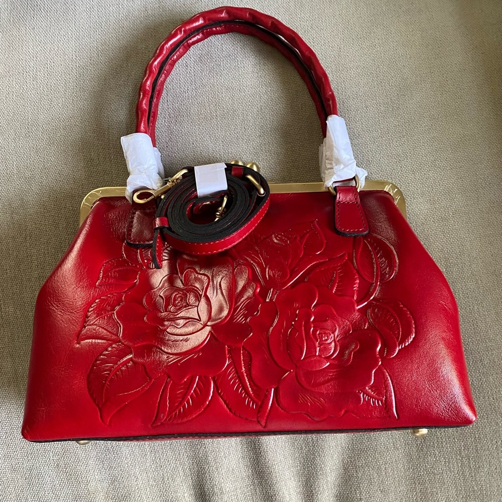 Patricia Nash Handbag Rora Frame Berry Red